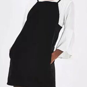 Top Shop Moto Black Velvet Mini Dress With Pockets